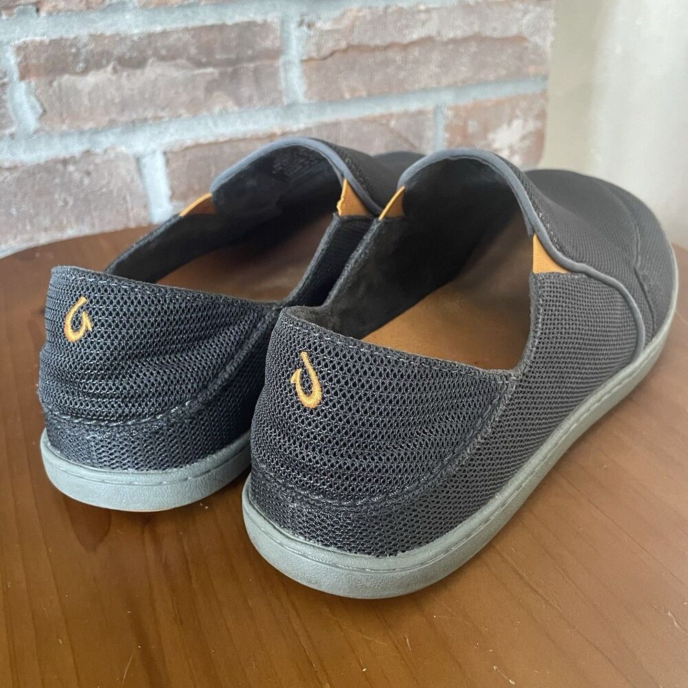 OluKai Men's Nohea Mesh Slip-On Shoes Men's Size 9.5 Gray Orange Logo